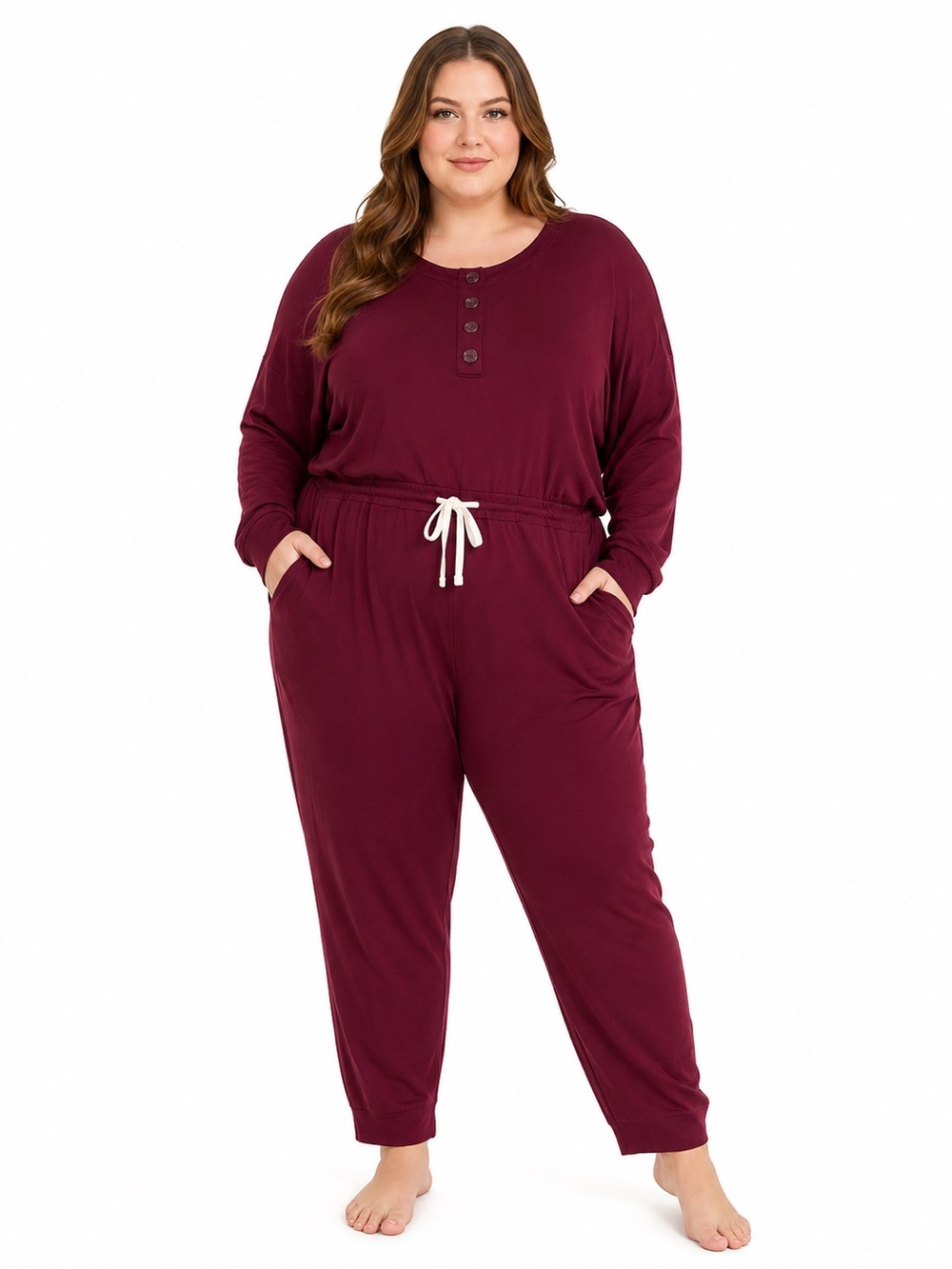 Pure Balanxed Burgundy Loungwear One Piece Jumpsuit Canadian Made Bamboo XXL
